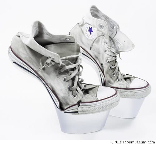 converse grigie platform heel